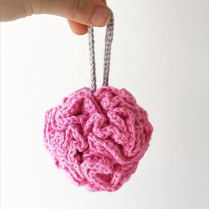 Crochet Shower Puff (Bubblegum Pink)